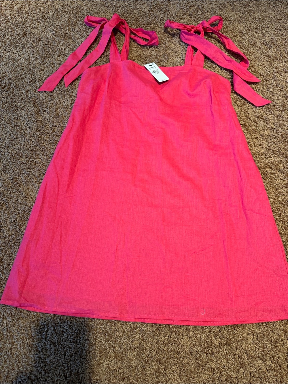 Express Bright Pink Tie-Shoulder Summer Dress